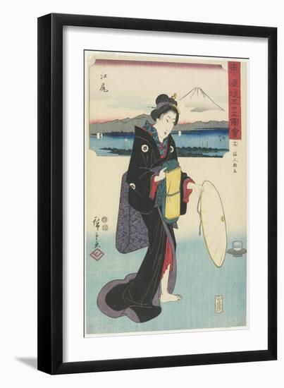 No.19: Ejiri, 1847-1852-Utagawa Hiroshige-Framed Giclee Print