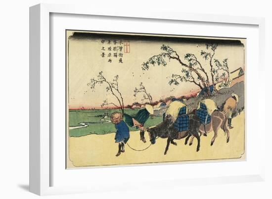 No. 20: View of Hiratsukahara in Rain Near Kustukake Station, 1830-1844-Keisai Eisen-Framed Giclee Print