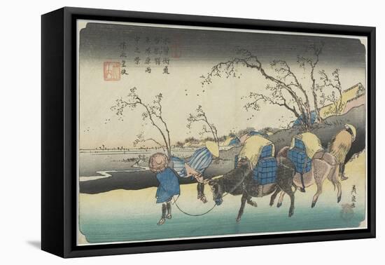 No. 20:View of Hiratsukahara in Rain Near Kustukake Station, 1835-1836-Keisai Eisen-Framed Stretched Canvas