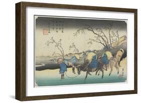 No. 20:View of Hiratsukahara in Rain Near Kustukake Station, 1835-1836-Keisai Eisen-Framed Giclee Print