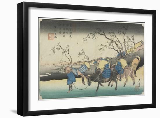 No. 20:View of Hiratsukahara in Rain Near Kustukake Station, 1835-1836-Keisai Eisen-Framed Giclee Print