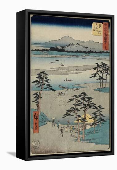 No.29 Ferry on the Tenryu River, Mitsuke, July 1855-Utagawa Hiroshige-Framed Stretched Canvas