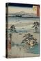 No.29 Ferry on the Tenryu River, Mitsuke, July 1855-Utagawa Hiroshige-Stretched Canvas