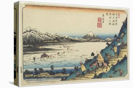 No.31: View of Lake Suwa as Seen from Shiojiri Pass, 1835-1836-Keisai Eisen-Stretched Canvas