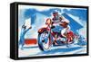 No. 4 Motorcycle-null-Framed Stretched Canvas