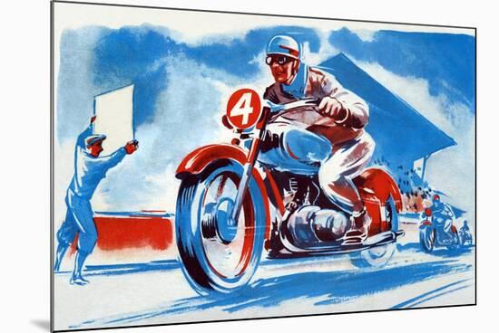 No. 4 Motorcycle-null-Mounted Premium Giclee Print