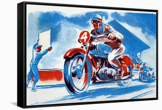 No. 4 Motorcycle-null-Framed Stretched Canvas