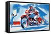 No. 4 Motorcycle-null-Framed Stretched Canvas