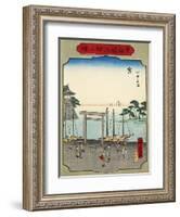 No.42 Shichirigahama Beach in Miya, 1865-null-Framed Giclee Print