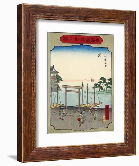 No.42 Shichirigahama Beach in Miya, 1865-null-Framed Giclee Print