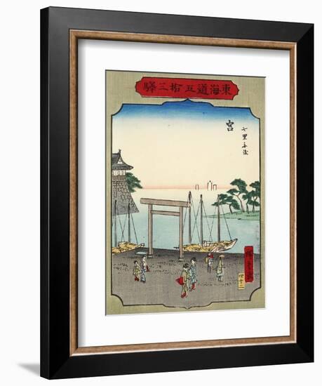 No.42 Shichirigahama Beach in Miya, 1865-null-Framed Giclee Print