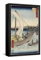 No.43 Ferry Boat by Shichiri Beach, Kuwana, July 1855-Utagawa Hiroshige-Framed Stretched Canvas