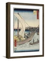 No.43 Ferry Boat by Shichiri Beach, Kuwana, July 1855-Utagawa Hiroshige-Framed Giclee Print