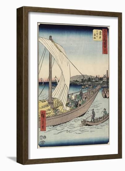 No.43 Ferry Boat by Shichiri Beach, Kuwana, July 1855-Utagawa Hiroshige-Framed Giclee Print