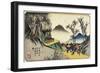 No.44 Distant View of Magome Station from the Pass, 1830-1844-Keisai Eisen-Framed Giclee Print