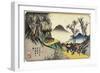 No.44 Distant View of Magome Station from the Pass, 1830-1844-Keisai Eisen-Framed Giclee Print