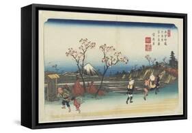 No.5: Distant View of Mt. Fuji as Seen from Omiya Station, 1830-1844-Keisai Eisen-Framed Stretched Canvas