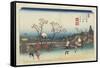 No.5: Distant View of Mt. Fuji as Seen from Omiya Station, 1830-1844-Keisai Eisen-Framed Stretched Canvas