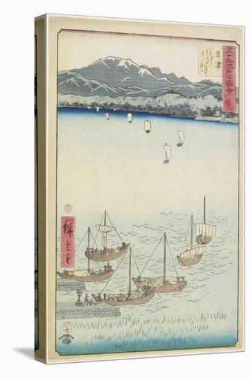 No. 53 Sailing Boats at Yabase Ferry Gate on Kusatsu Beach, Kusatsu, July 1855-Utagawa Hiroshige-Stretched Canvas