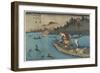 No.55 Cormorant Fishing Boat at Nagae River Near Koto Station, 1830-1844-Keisai Eisen-Framed Giclee Print