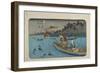 No.55 Cormorant Fishing Boat at Nagae River Near Koto Station, 1830-1844-Keisai Eisen-Framed Giclee Print