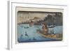 No.55 Cormorant Fishing Boat at Nagae River Near Koto Station, 1830-1844-Keisai Eisen-Framed Giclee Print