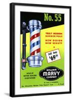 No. 55 Truly Modern Barber Pole-Curt Teich & Company-Framed Art Print