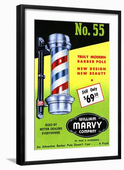No. 55 Truly Modern Barber Pole-Curt Teich & Company-Framed Art Print
