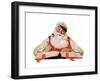 No Christmas Problem Now (or Santa with a Parker Pen)-Norman Rockwell-Framed Giclee Print