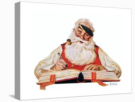 No Christmas Problem Now (or Santa with a Parker Pen)-Norman Rockwell-Stretched Canvas