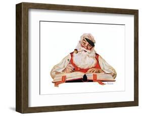 No Christmas Problem Now (or Santa with a Parker Pen)-Norman Rockwell-Framed Giclee Print