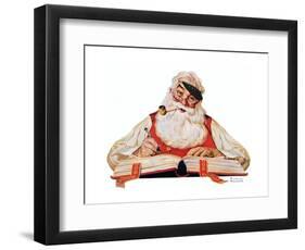 No Christmas Problem Now (or Santa with a Parker Pen)-Norman Rockwell-Framed Giclee Print