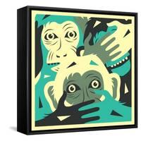 No Evil-Jazzberry Blue-Framed Stretched Canvas