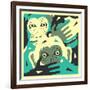 No Evil-Jazzberry Blue-Framed Premium Giclee Print