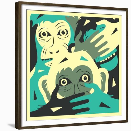 No Evil-Jazzberry Blue-Framed Premium Giclee Print