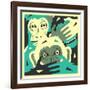 No Evil-Jazzberry Blue-Framed Art Print