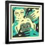 No Evil-Jazzberry Blue-Framed Art Print