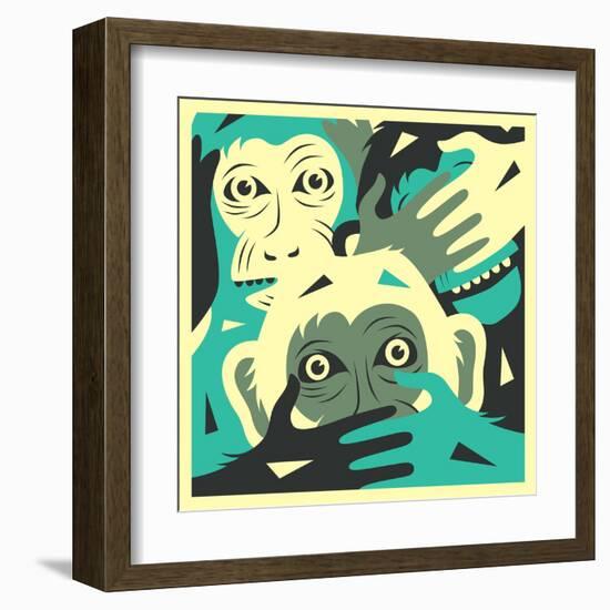 No Evil-Jazzberry Blue-Framed Art Print