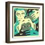 No Evil-Jazzberry Blue-Framed Art Print