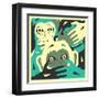 No Evil-Jazzberry Blue-Framed Art Print