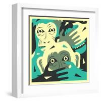 No Evil-Jazzberry Blue-Framed Art Print