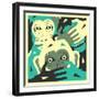 No Evil-Jazzberry Blue-Framed Art Print