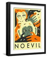 No Evil-Jazzberry Blue-Framed Art Print