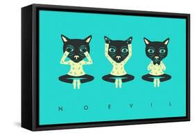 No Evil-Jazzberry Blue-Framed Stretched Canvas