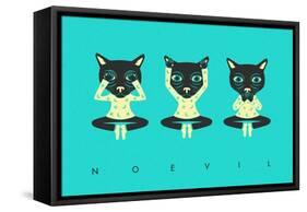 No Evil-Jazzberry Blue-Framed Stretched Canvas