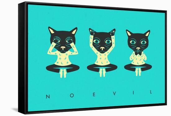 No Evil-Jazzberry Blue-Framed Stretched Canvas