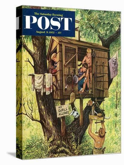 "No Girls Allowed" Saturday Evening Post Cover, August 9, 1952-Stevan Dohanos-Stretched Canvas