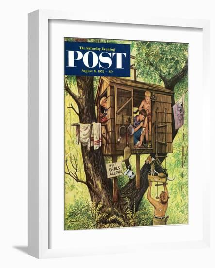"No Girls Allowed" Saturday Evening Post Cover, August 9, 1952-Stevan Dohanos-Framed Giclee Print