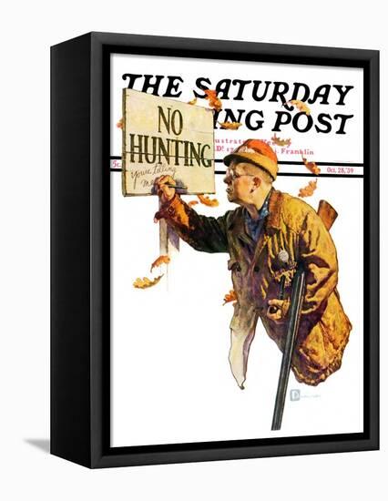 "'No Hunting'," Saturday Evening Post Cover, October 28, 1939-Douglas Crockwell-Framed Stretched Canvas