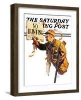 "'No Hunting'," Saturday Evening Post Cover, October 28, 1939-Douglas Crockwell-Framed Giclee Print